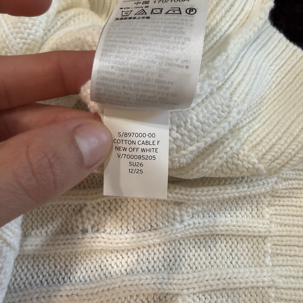 Gap 100% Cotton Cable-Knit Zip Cardigan Sweater XL White Hooded Preppy Coastal - Picture 6 of 9